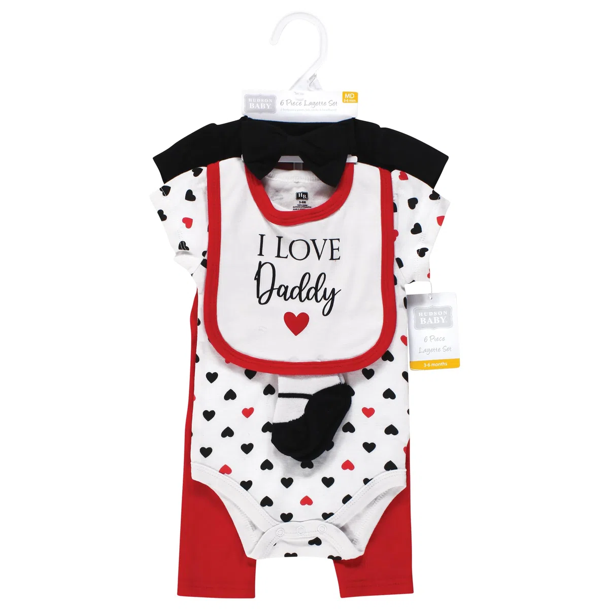 Hudson baby Cotton Layette Set Conjunto algodón Unisex para bebé de 3 a 6 Meses, Color Rojo y Negro para Bebés