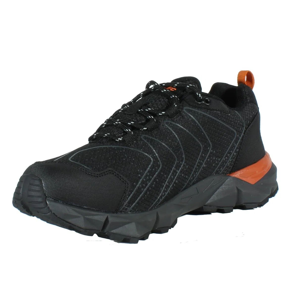 HI-TEC - Zapatillas Trekking Hombre Kinyeti WP | Zapatillas Montaña Hombre, Senderismo | Pies Secos con Membrana Impermeable, Tracción Óptima, Cómodas | Black/Orange Rust, 46