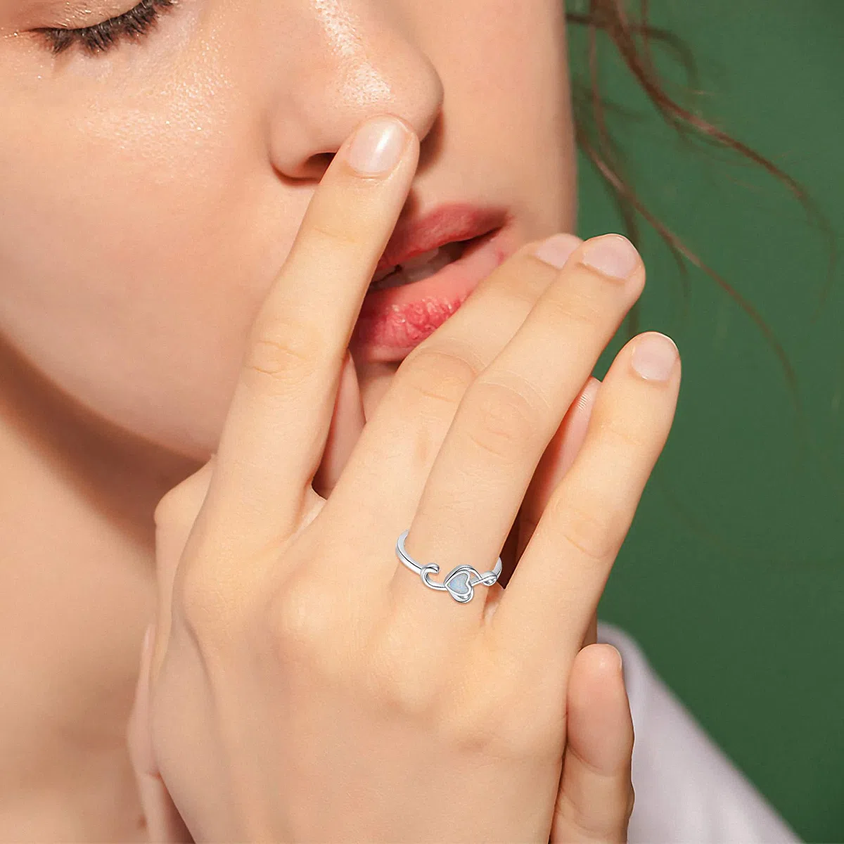 CHENGHONG Anillo de plata de ley 925 con ópalo, nota musical para mujer, anillo de clave de sol para mamá, anillo de corazón, joyería musical para los amantes de la danza tamaño7-9