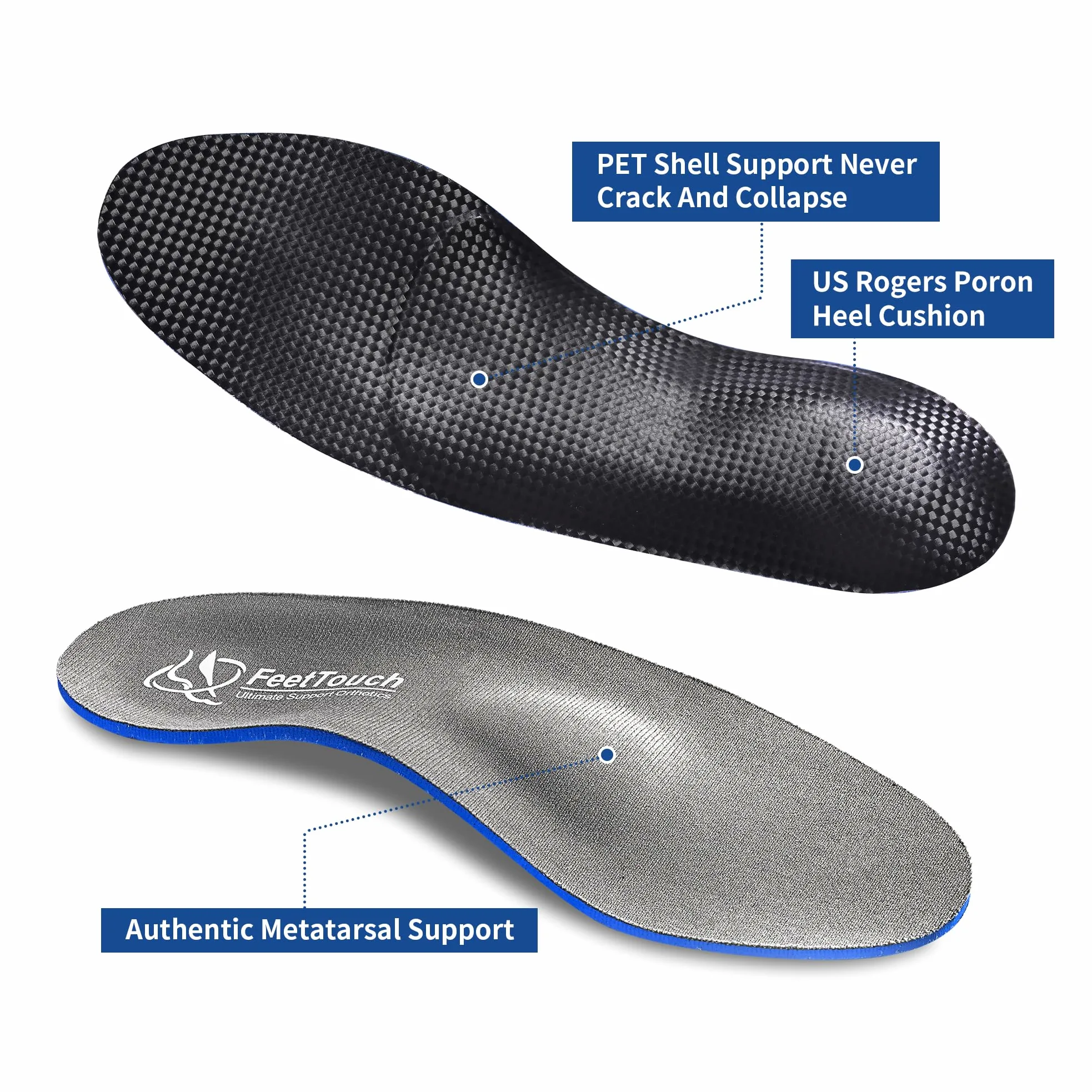 Ortesis de soporte de arco fuerte para neuroma de metatarsalgia Morton, inserto de alivio del dolor de bola de pie, fascitis plantar, pies planos con cojín de talón Poron, Gris,