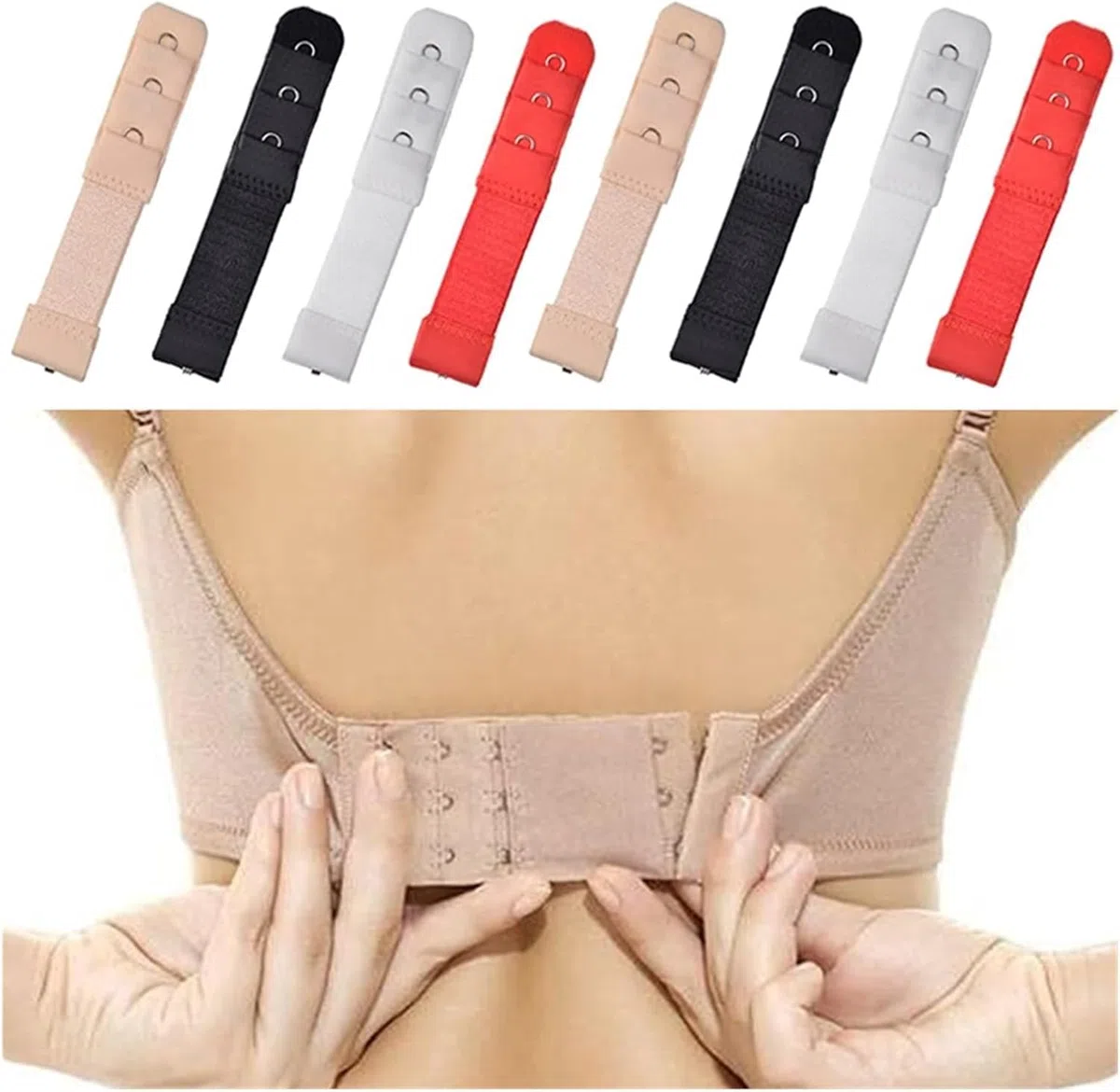 Sujetadores seguros, extensores versátiles, cierres giratorios, 1 fila y 3 ganchos, extensor de brasier, cierre de nailon, extensión de ropa interior, Blanco, 10Pc