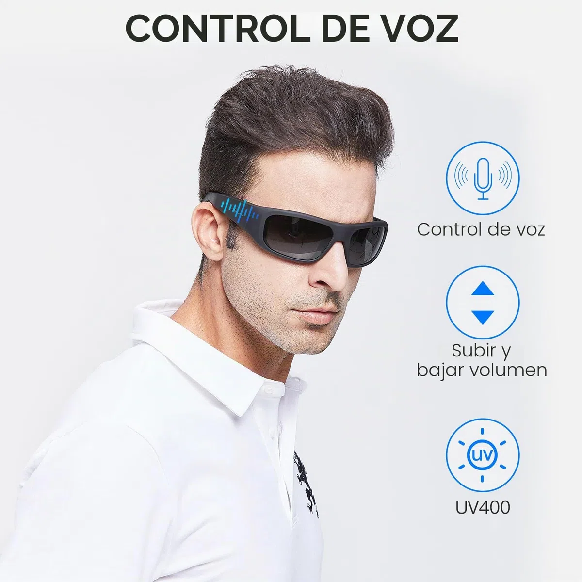 OhO Smart Glasses,Polarized Sunglasses with Bluetooth Speaker,Athletic/Outdoor UV Protection and Voice Control,Unisex(Grey Lens)