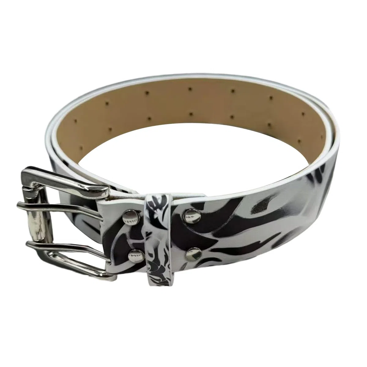 Cinturón de graffiti retro ajustable para hombres y mujeres de piel sintética con hebillas fuertes para varias ocasiones, cinturón de tela ajustable