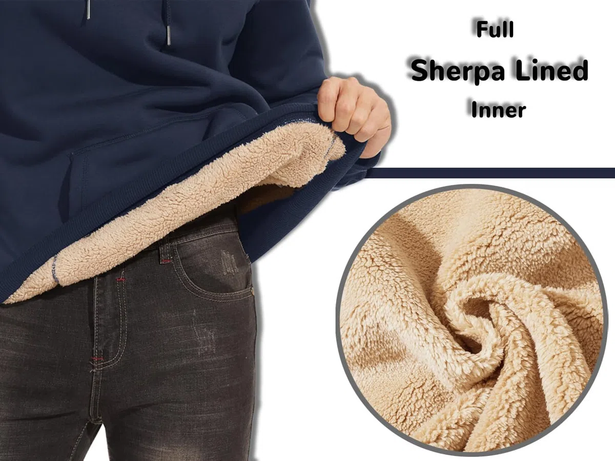 TACVASEN Sudadera con Capucha de Forro Polar para Hombre con Forro De Sherpa Ropa de Trabajo Cálida Sudadera con Capucha
