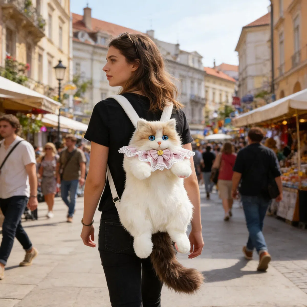 Mochila con forma de gato, con mucho espacio de almacenamiento, suave mochila en forma de gato, para la universidad, para la oficina, viajes, vacaciones, escuela, escapadas de fin de semana