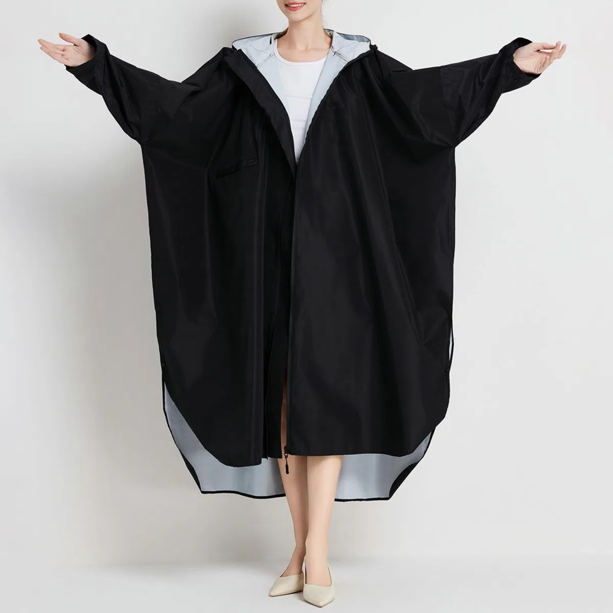 Generisch Poncho de lluvia para adultos, unisex, largo, con capucha, material de moda, para ciclismo, senderismo, viajes
