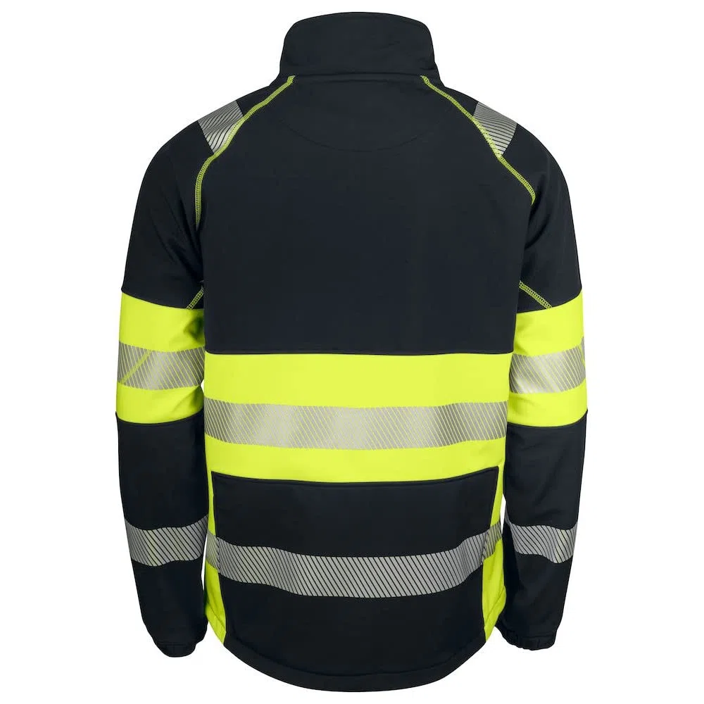 6443 - Chaqueta softshell con rayas reflectantes segmentadas EN 20471, chaqueta de protección de advertencia clase 1