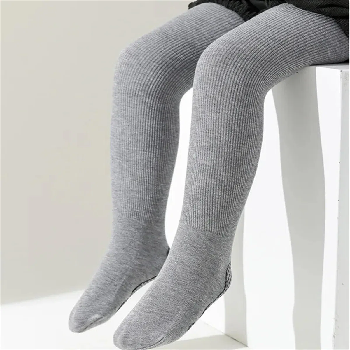 Medias Sólidas for Niñas - Medias de Baile Antideslizantes | Leggings cómodos y elásticos for 3-15 años(Black,12-15Y(XXL))