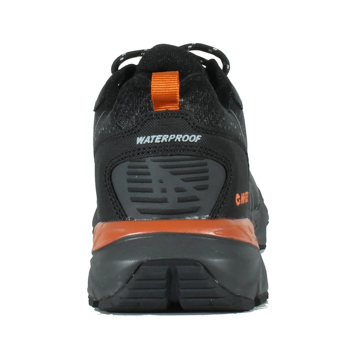 HI-TEC - Zapatillas Trekking Hombre Kinyeti WP | Zapatillas Montaña Hombre, Senderismo | Pies Secos con Membrana Impermeable, Tracción Óptima, Cómodas | Black/Orange Rust, 46