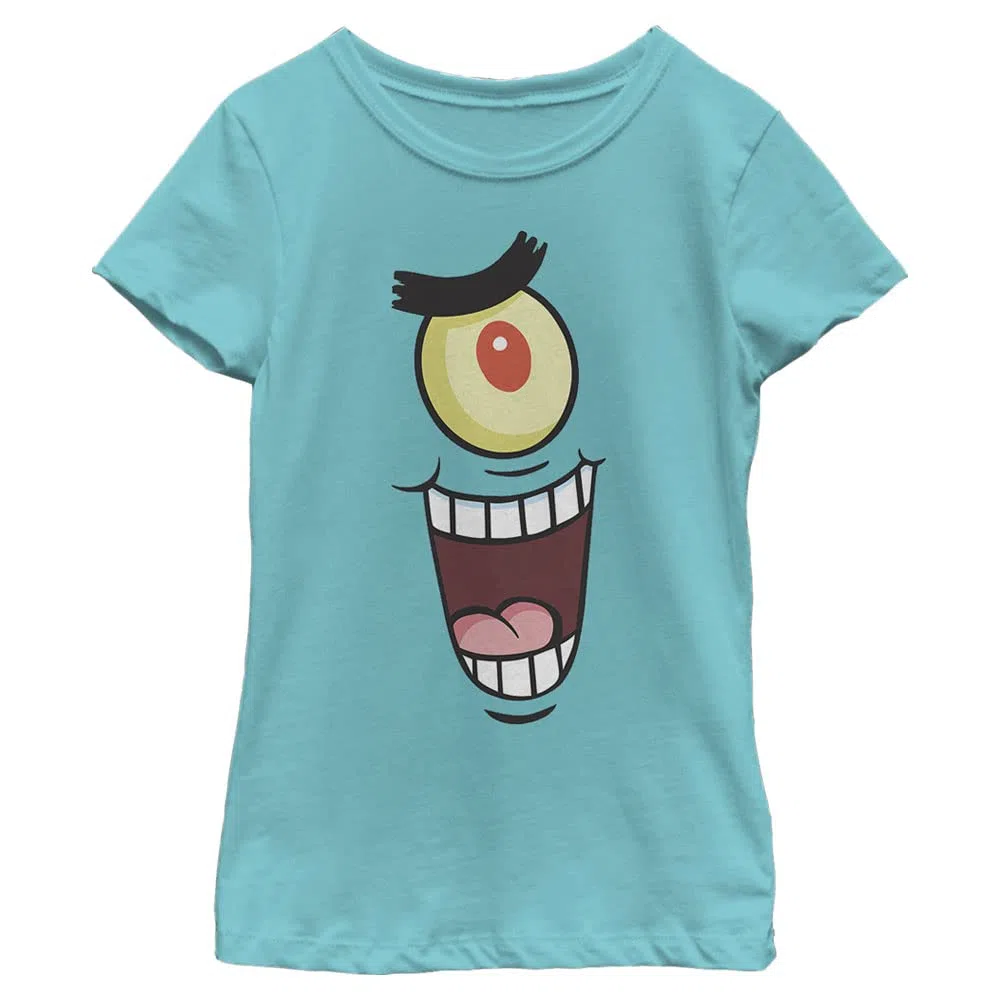 Nickelodeon Spongebob Squarepants Planktin Dress Girls Short Sleeve Tee Shirt, Tahiti Blue, Medium