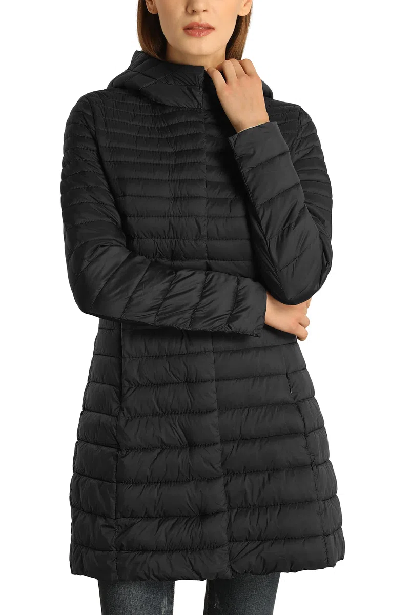 Giolshon Chaqueta Acolchada Ligera Para Mujer Largo Abrigo De Burbujas De Invierno Con Relleno De Algodón Slim Fit