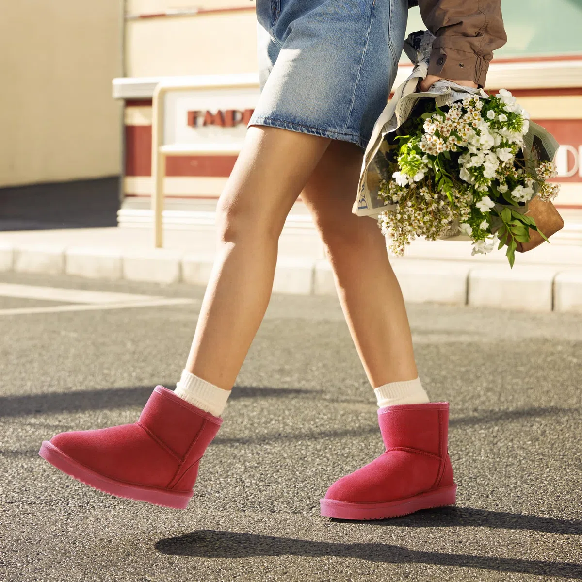 DREAM PAIRS Botas de nieve de invierno para mujer, de piel de ante auténtico, clásicas, cálidas, antideslizantes, cómodas, para exteriores e interiores, Rojo -, 37 EU
