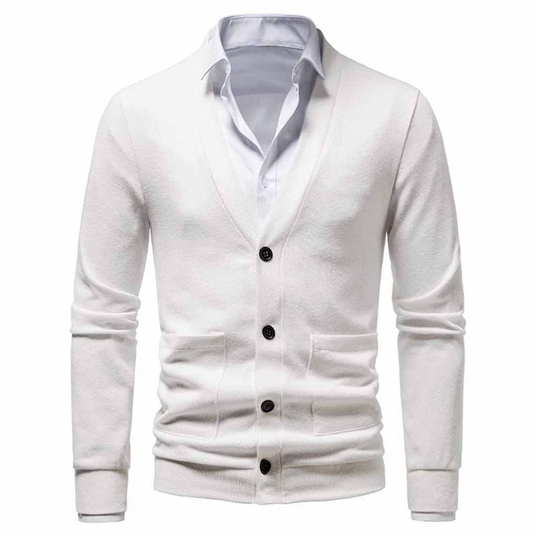 Vogrtcc Cárdigan Primavera Otoño Cuello en V Suéter De Punto Abrigo Hombres Casual Chaqueta De Color Sólido Chaqueta De Punto