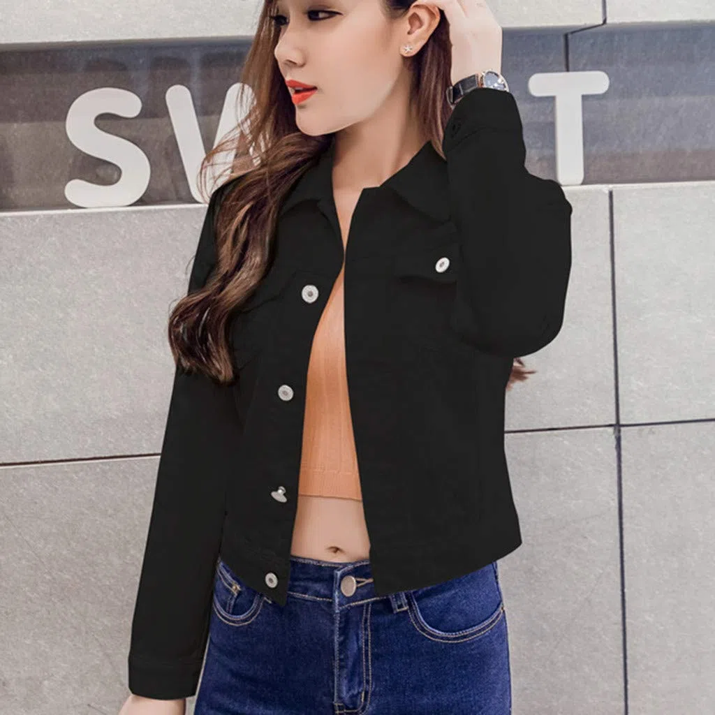Chaqueta vaquera corta para mujer, chaqueta de entretiempo para mujer, tallas grandes, deportiva, informal, elegante, chaqueta de primavera con botones, chaqueta vaquera, chaqueta corta de manga larga