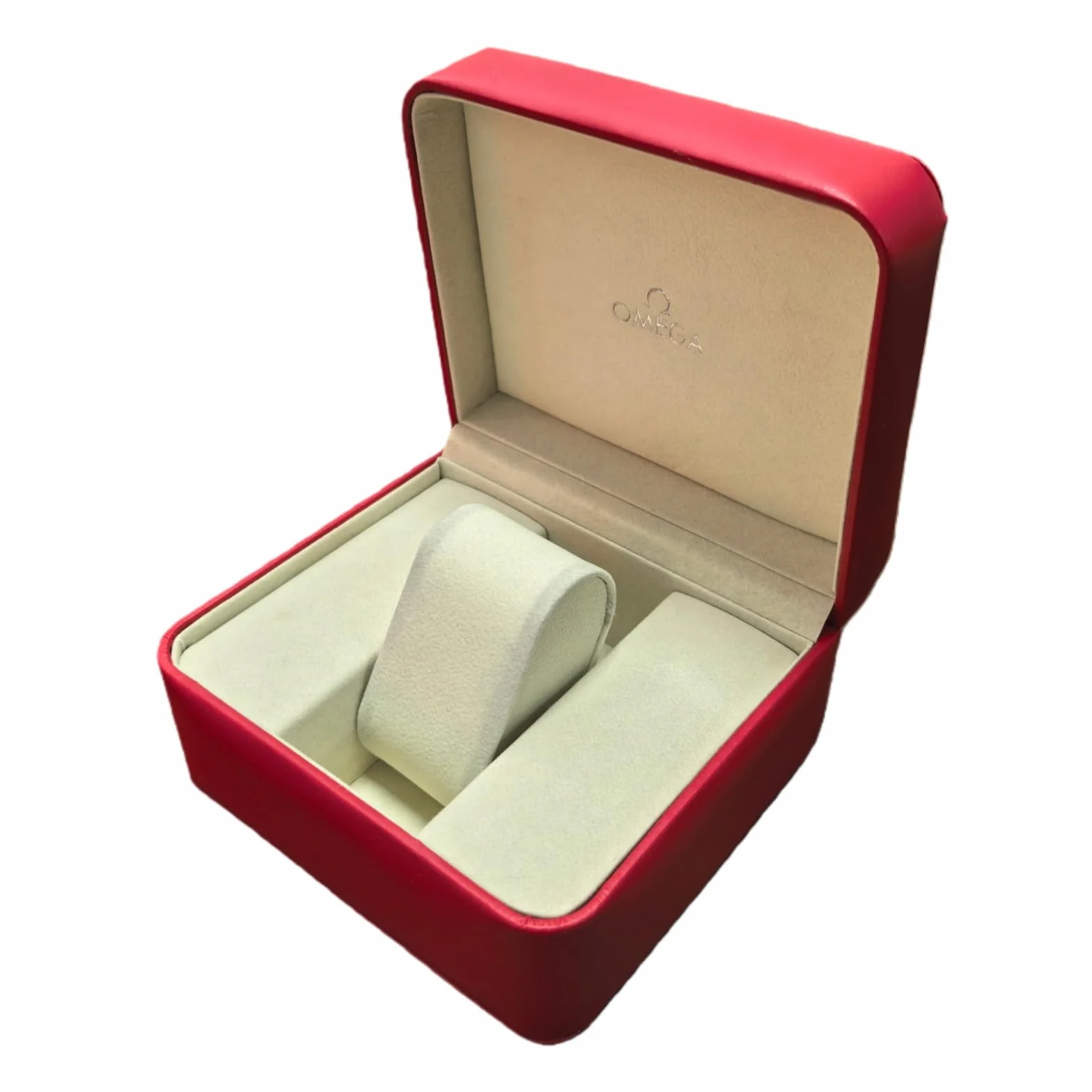 Organizador de Relojes Caja Madera Roja Piel PU Interior Beige Soporte para Omega
