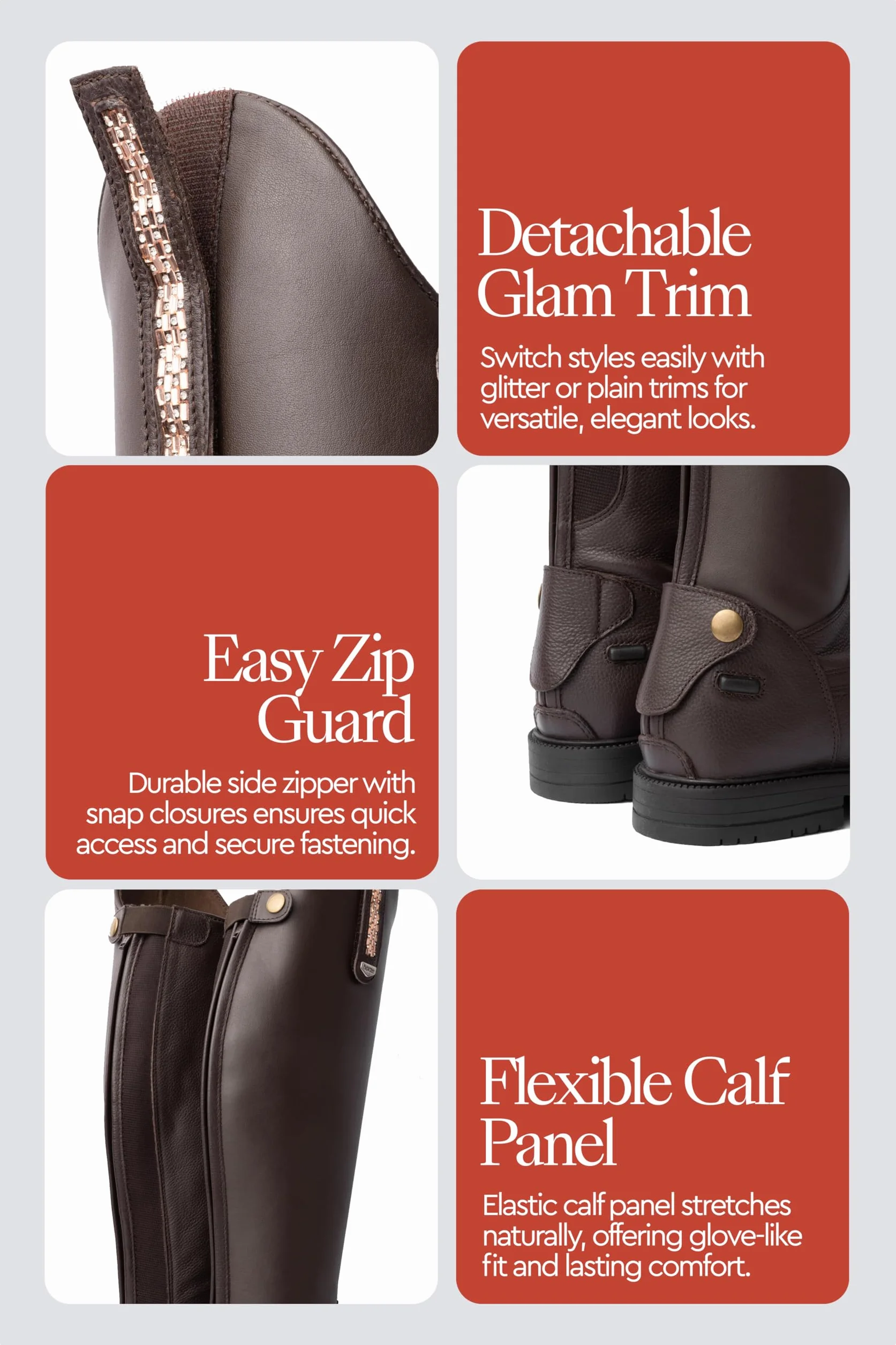 HORZE Botas Altas para Mujer Verona, Marrón oscuro, 40