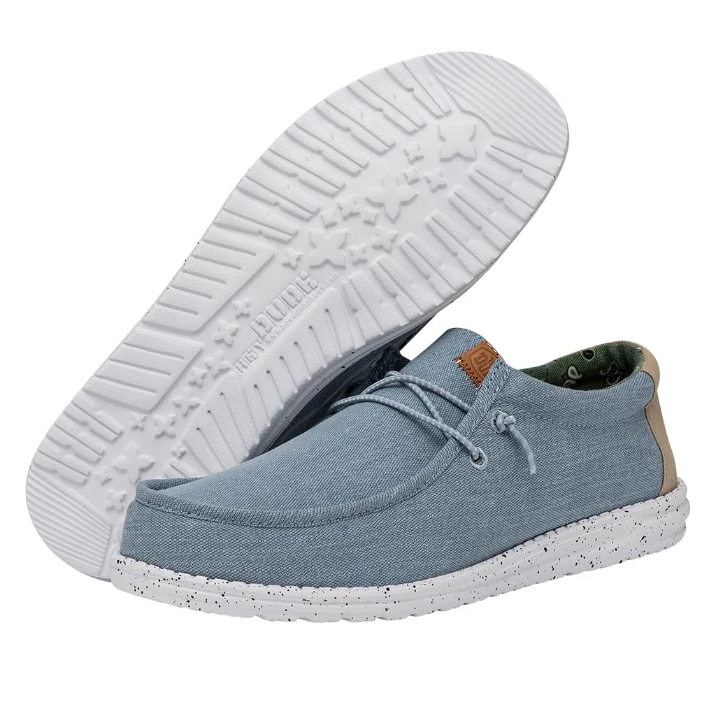 HEYDUDE Men Wally Washed Canvas Blue Casual Moccasin 47 EU