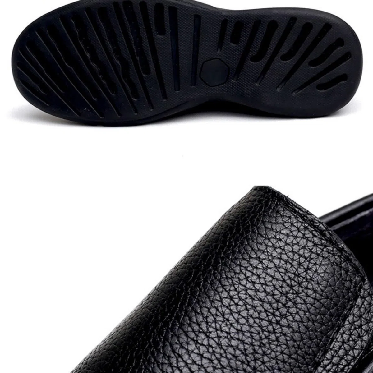 Amtopiyo Mocasines de piel auténtica suave para hombre, zapatos de vestir formales, Negro -, 42 EU