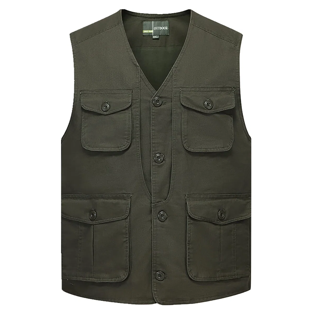 Hombres Chaleco de Pesca con Multibolsillos Respirable para Cámping Fotografía Caza Senderismo Viajes(Size:3XL,Color:Verde)