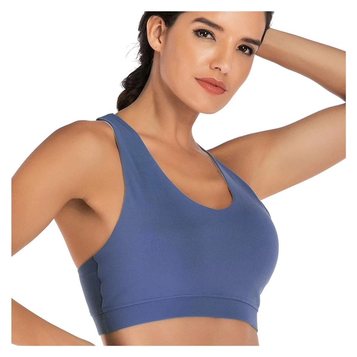 Sujetador Deportivo Mujer Sujetador Deportivo De Apoyo For Mujer, Copas Extraíbles Con Tirantes Acolchados Y Espalda Cruzada Sujetador Gimnasio(Blue,Large)