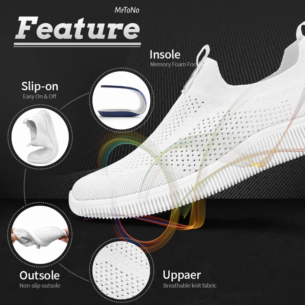MrToNo Zapatillas deportivas para hombre sin cordones de malla transpirable para gimnasio, deportes, correr, ligeras, para caminar, zapatos de tenis deportivos informale
