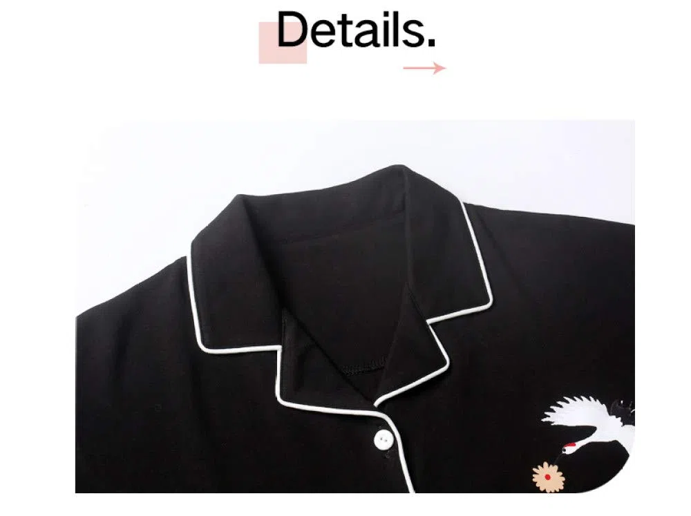 YUHOOE Conjunto De Pijamas De Mujer,Negro Sexy 2 Piezas Pijama De Algodón Ropa De Dormir con Botones De Invierno De Manga Larga Y Bottom Pjs Set Nightwear Lounge Sets Loungewear,Negro,XXL