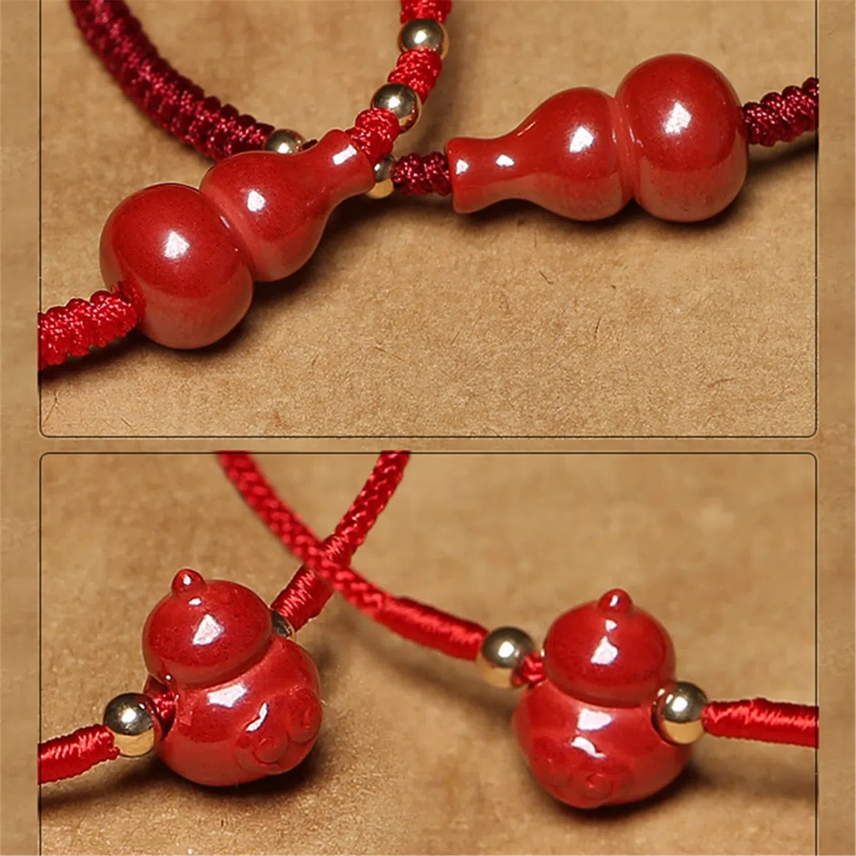 Pulsera de la Suerte, Pulsera Feng Shui, Wealth Wu Lou, Calabaza cinabrio, Hilo Rojo Trenzado, Amuleto Ajustable, talismán para Prosperidad, y el Dinero.