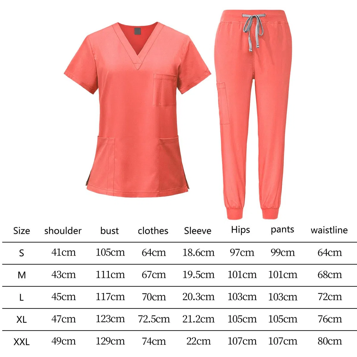 F Fityle Conjunto de uniforme médico para mujer, ropa de trabajo, traje de trabajo de enfermería, top y pantalones de enfermera