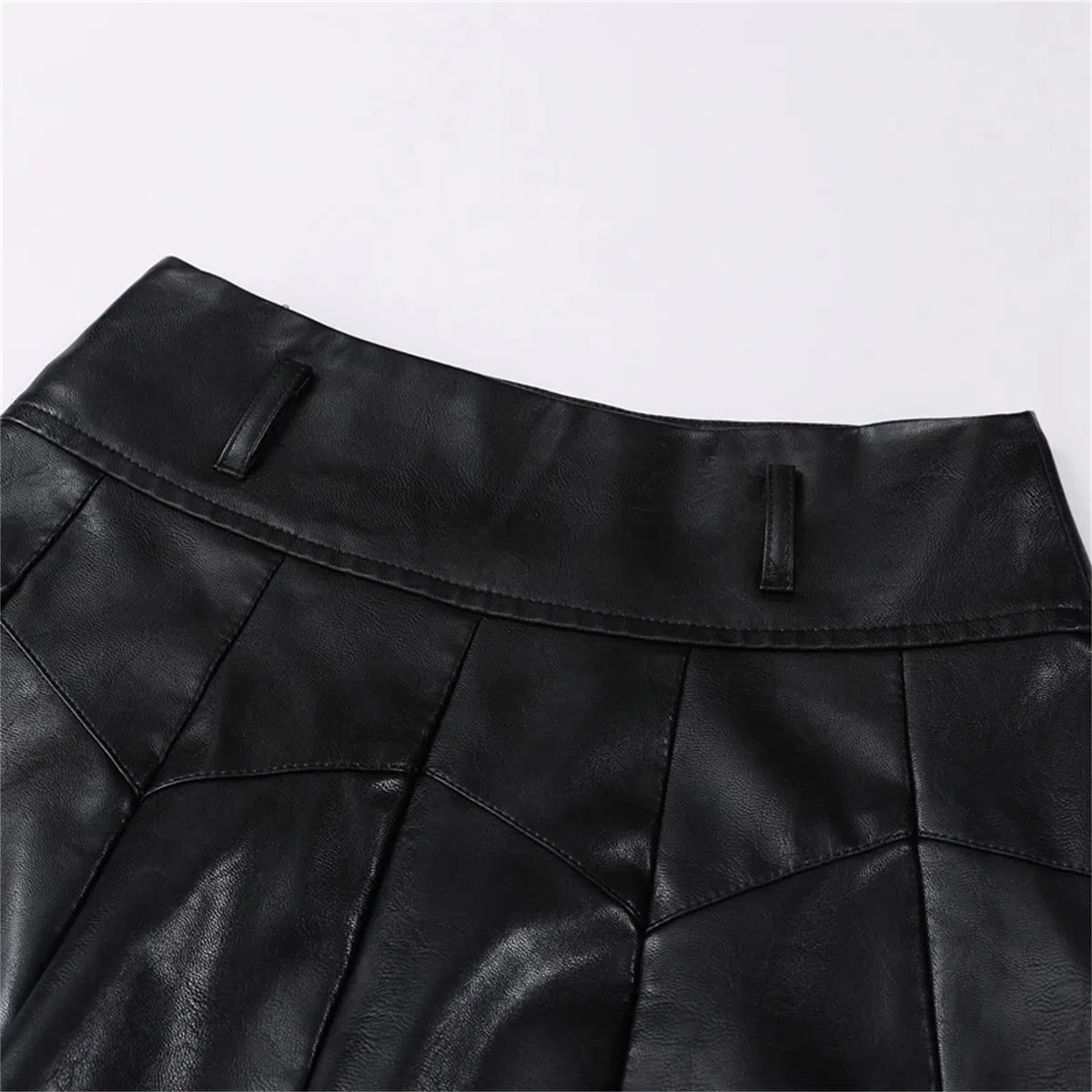 Falda de piel sintética para mujer, para otoño e invierno, cintura alta, elegante, corta, plisada, falda para botas