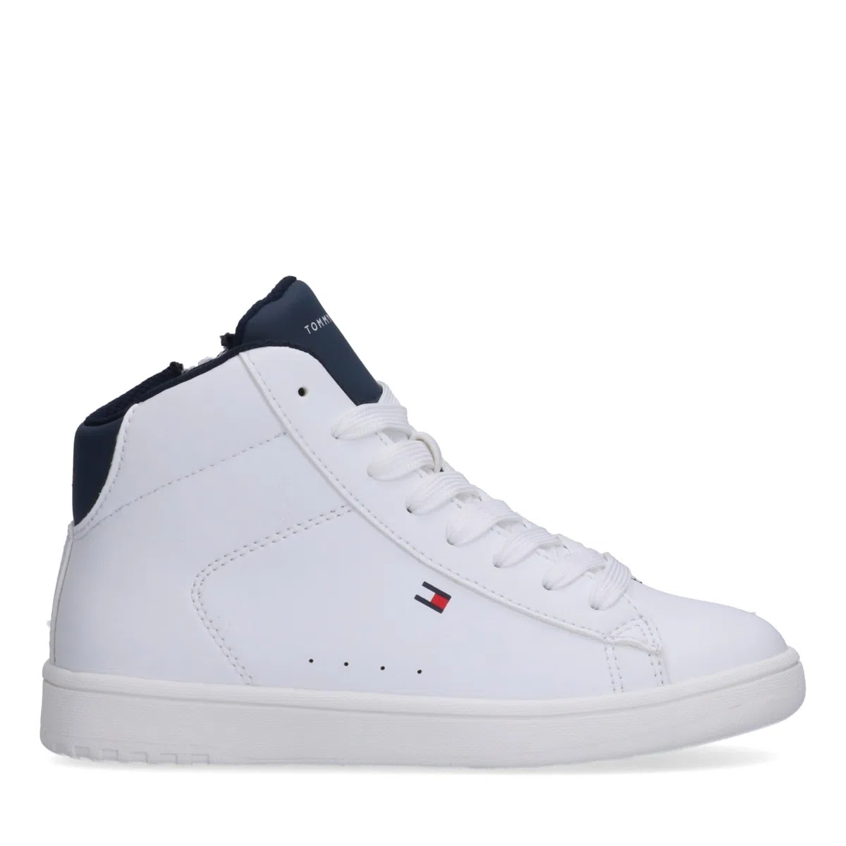 Tommy Hilfiger, Zapatillas a Media Altura con Cordones para niños y niñas, Jack, Blanco/BLU, 39