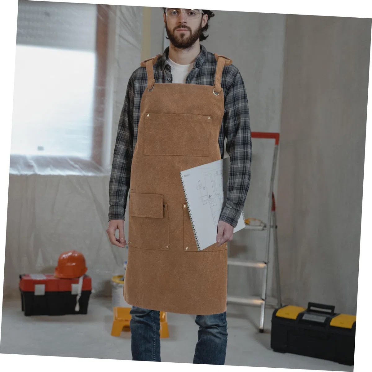 Delantal de Trabajo de Lona Resistente con Múltiples Bolsillos y Tirantes Ajustables Delantal para Carpinteros Jardineros y Chefs Protección Profesional para Cocina y Bricolaje