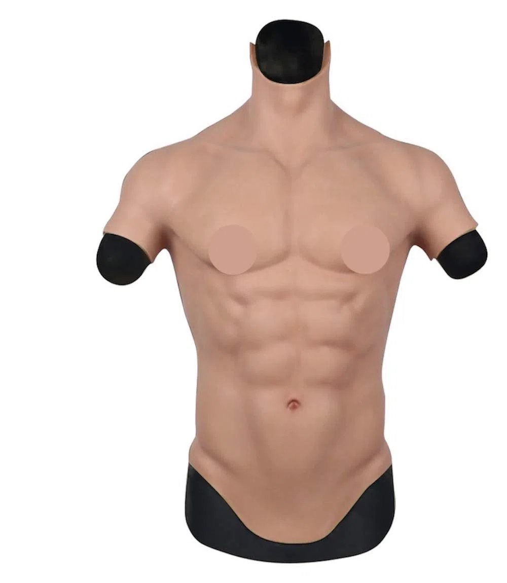 YIQI Chaleco de silicona para el pecho masculino realista de silicona suave