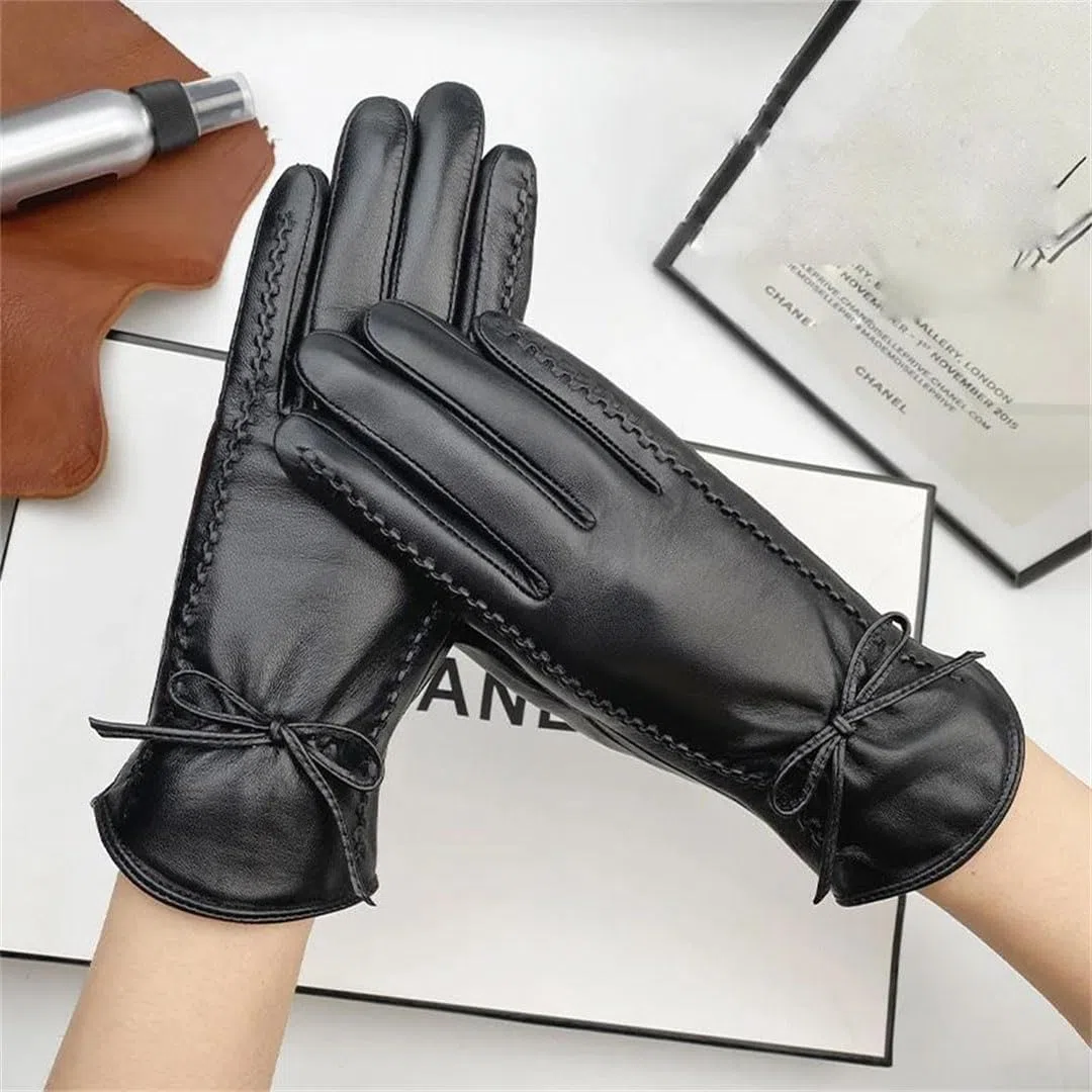 Guantes de piel auténtica para mujer, de invierno, con forro polar, térmicos, gruesos, de piel de oveja, guantes para pantalla táctil, color marrón, talla M, marrón, M