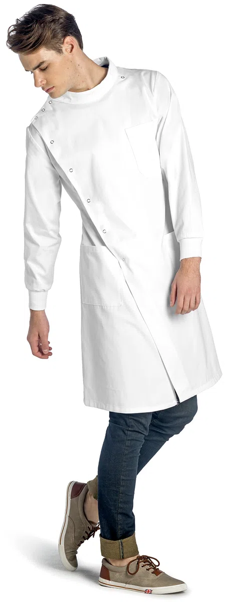 Dr. James Bata de Laboratorio Premium Howie Style Unisex para Hombres y Mujeres, con Mangas con puños, Ajuste clásico, Cierre a presión