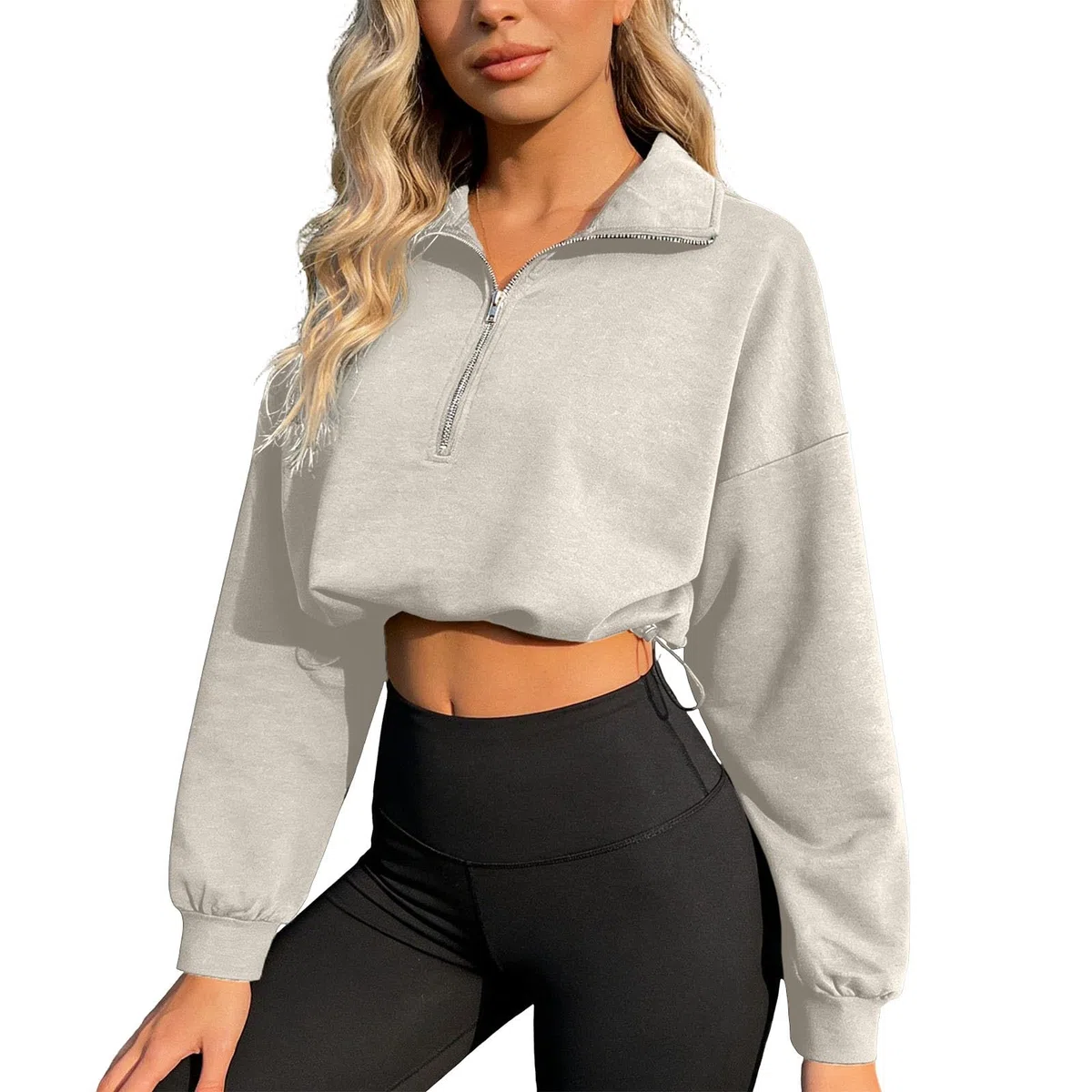 Sudadera Informal de Moda con Media Cremallera y Cuello para Mujer Tallas Grandes Corte Entallado Manga Larga Prenda Exterior Elegante y cómoda