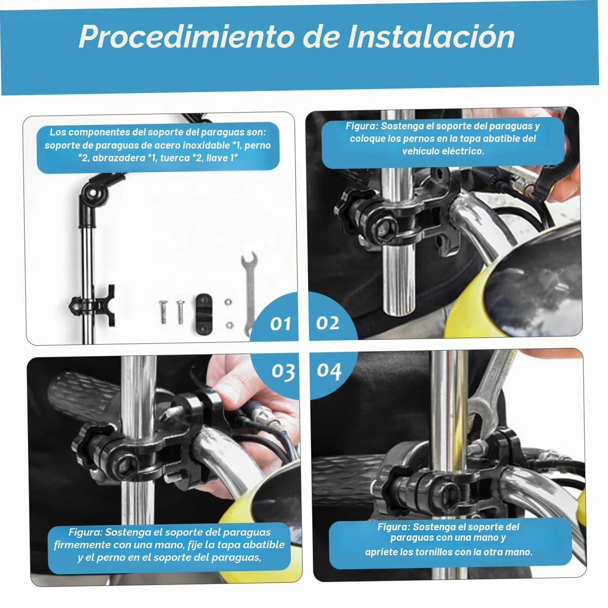 Paraguas para silla de ruedas con abrazadera, paraguas para silla con abrazadera ajustable, protección contra la lluvia/UV, de ruedas, sombrilla extendida de doble cara 40, 9 para cochecito, coc