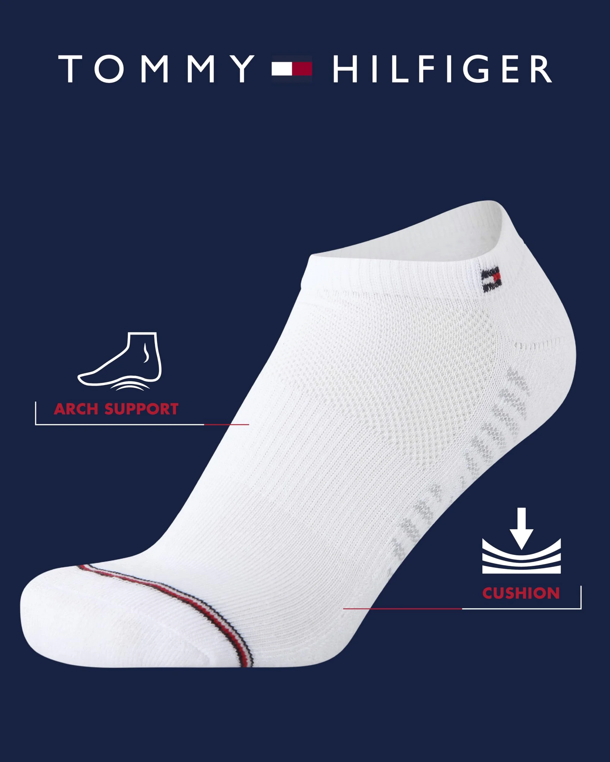 Tommy Hilfiger Calcetines invisibles para mujer, paquete de 12 calcetines ligeros de rendimiento atlético acolchados para correr de corte bajo para mujer