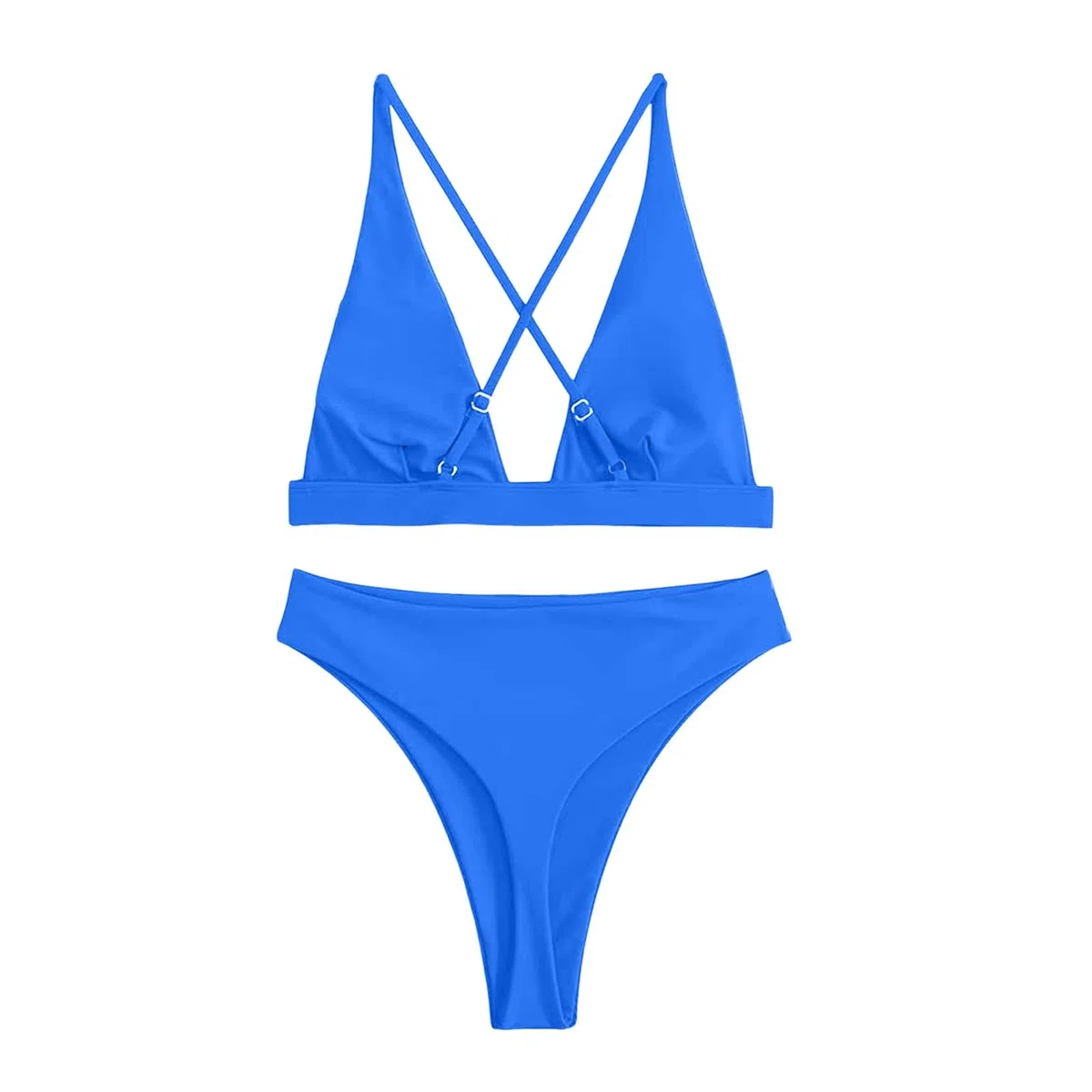 Bikini Mujer Tanga Conjunto Cintura Alta Sexy Triángulo Brasileño Top Profundo Cuello En V Traje De Baño Dos Piezas Trajes, Rosa Fuerte, XL