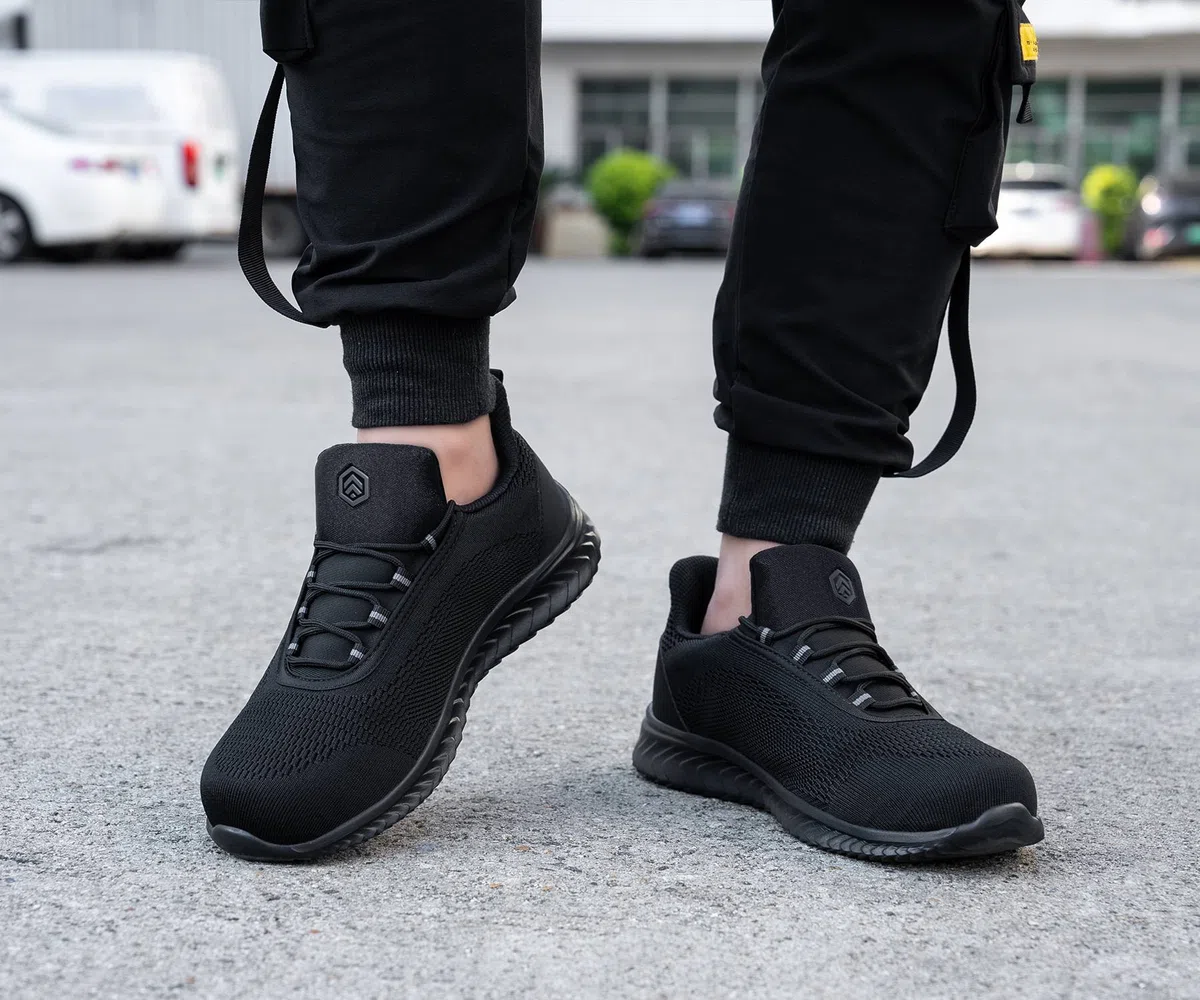 LARNMERN Zapatillas de seguridad con puntera de acero, para hombre, fáciles de poner, ligeras, cómodas
