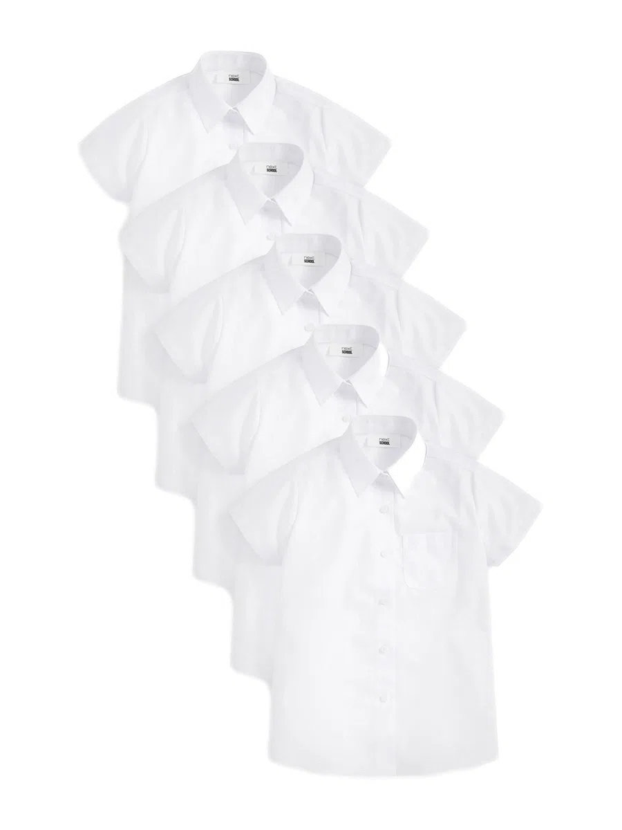 NEXT Niñas Pack de 5 Camisas Escolares de Manga Corta y Corte estándar