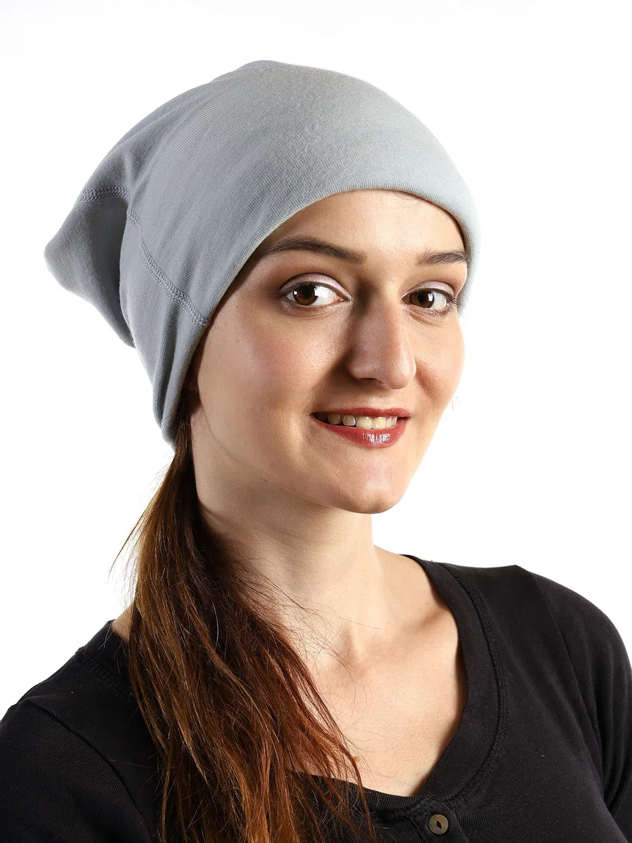 Pañuelo multifunción de 2 capas, 100% lana merino gris Talla única