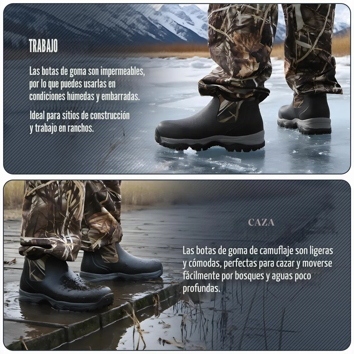 GUGULUZA Botines de goma aislados de neopreno para hombre, impermeables, para caza, pesca, patio
