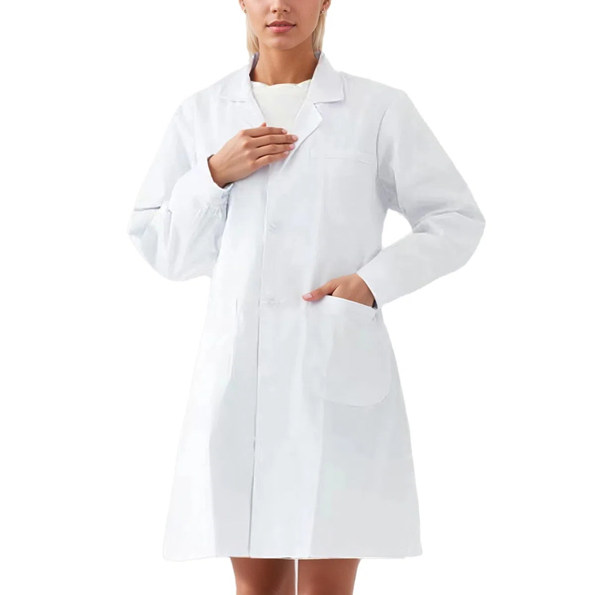 Generisch Bata de laboratorio para hombre de tela duradera con mangas largas con botones delanteros para requisitos profesionales