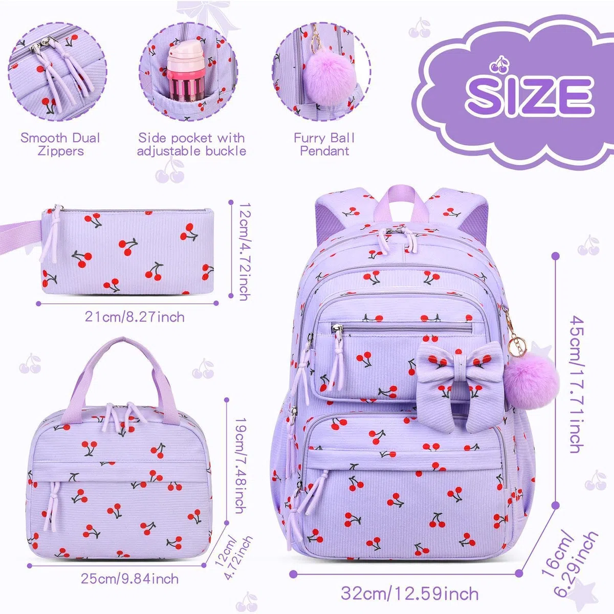 Genérico Mochila Con Transpirable, Estuche de Lápices y Morral | Bolso Escolar Gran Capacidad Para Niñas Niños Preescolar Primaria Regreso A Clases Viajes Estudiantes Diario