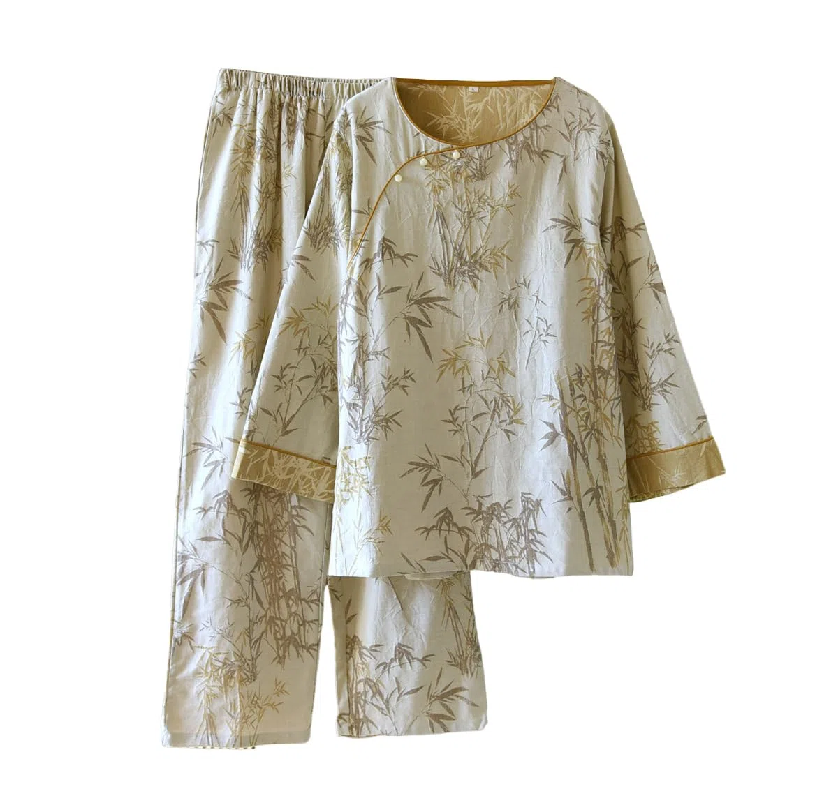 PRINCESS BRIDE Conjunto de pijama estilo kimono japonés de algodón jacquard de doble cara, ropa de dormir suave para mujer