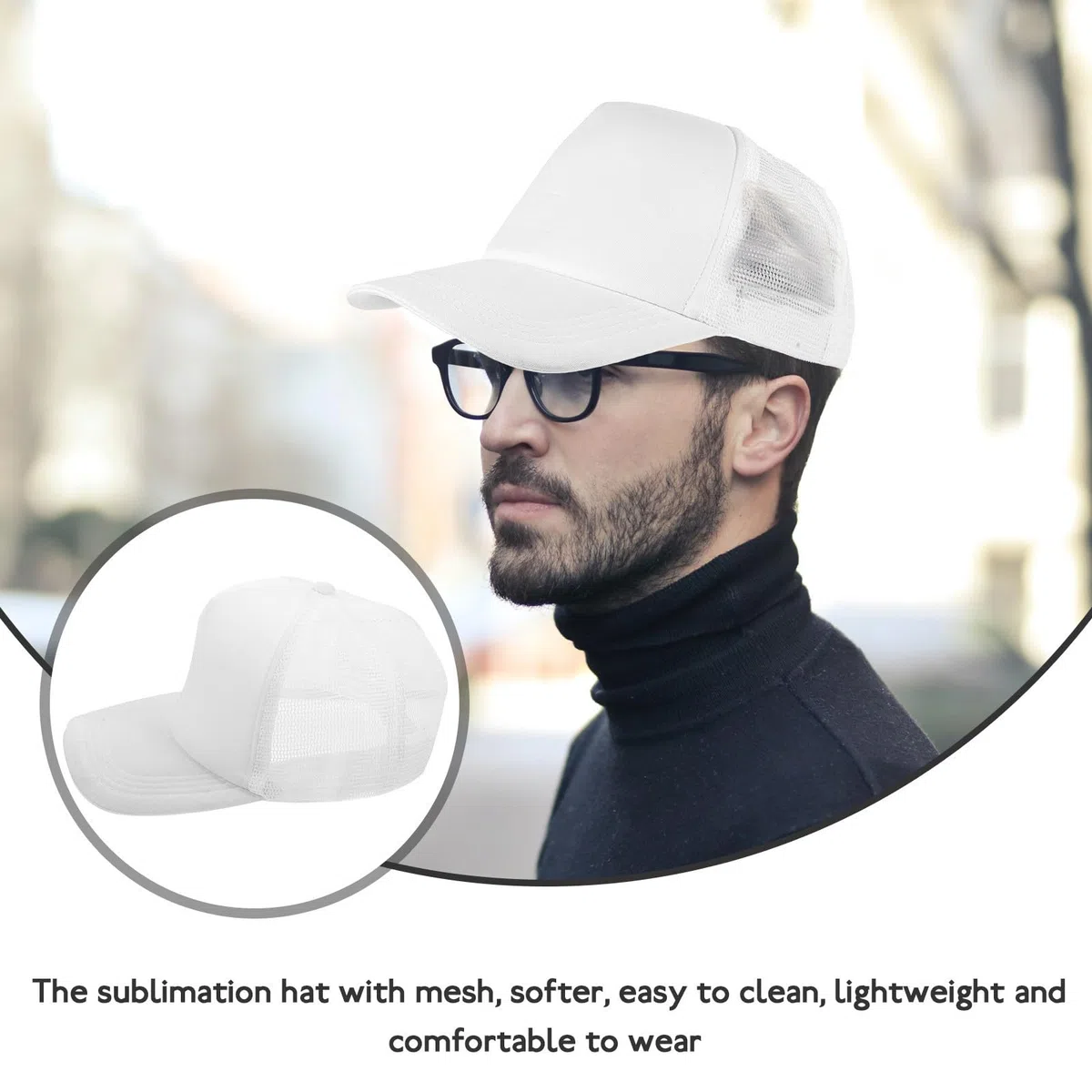BESTonZON 10 Gorras de Béisbol en Color Claro para Sublimar Malla, Ligeras Poliéster, Ideales para Bricolaje y Actividades al Aire Libre como Pesca y Escalada