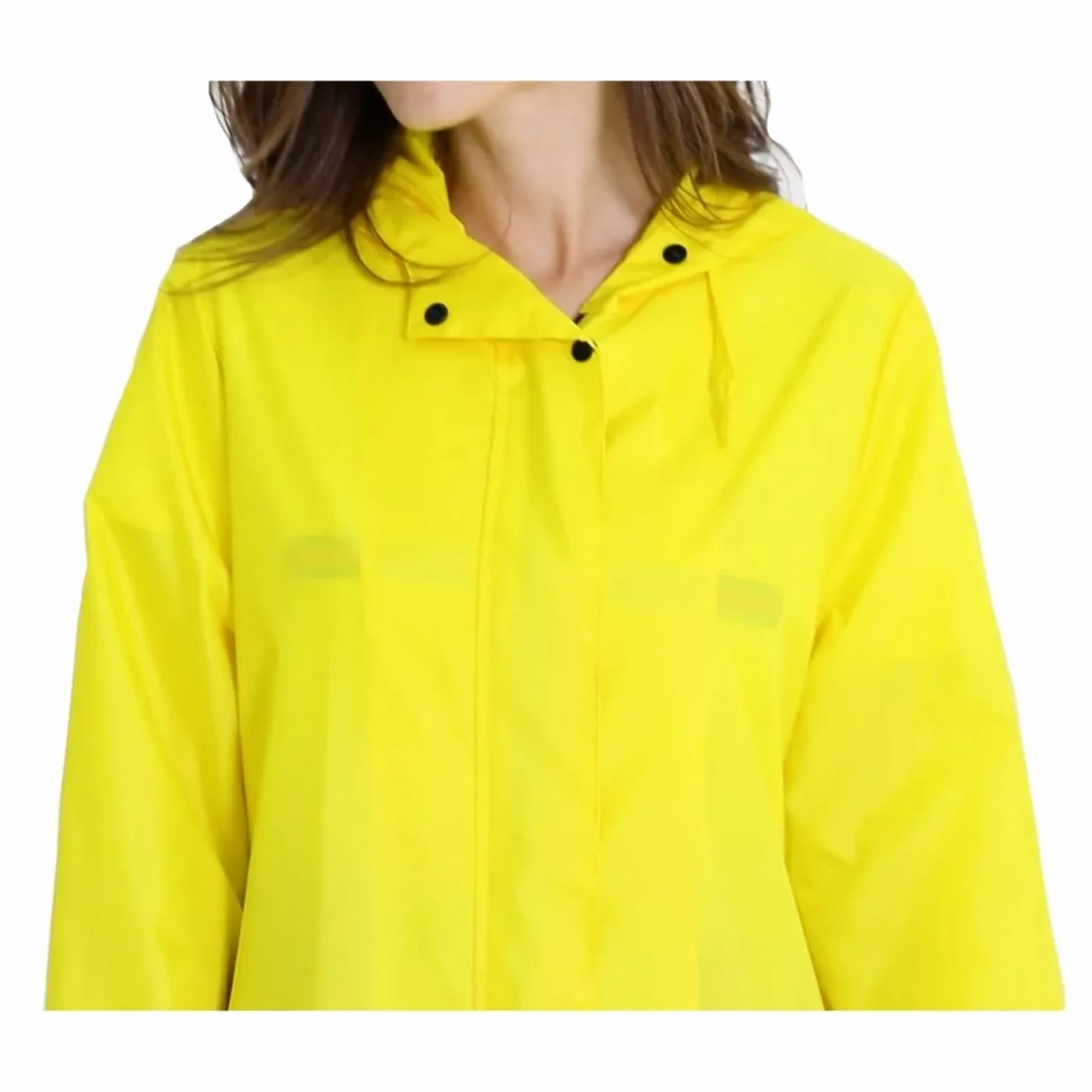 Poncho impermeable Poncho impermeable for mujer, elegante, color amarillo liso, con capucha y bolsillos Para acampar