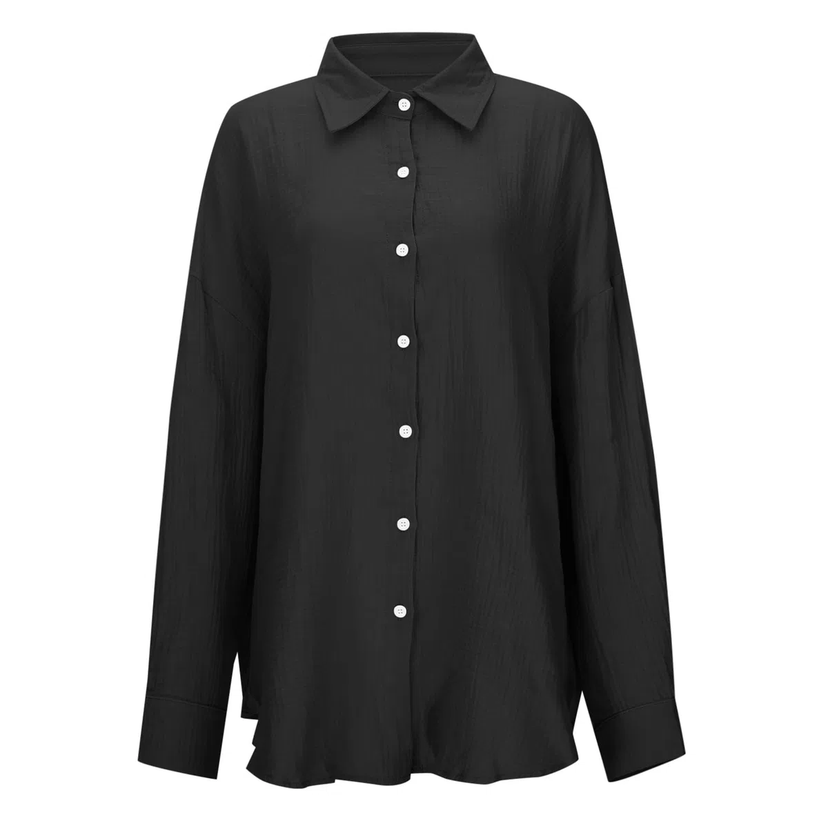 Camisa de gasa con botones para mujer, de gran tamaño, transpirable, de manga larga, con cuello, para verano, de lino, ajuste holgado, ropa de playa, trajes de algodón, estilo informal, color liso