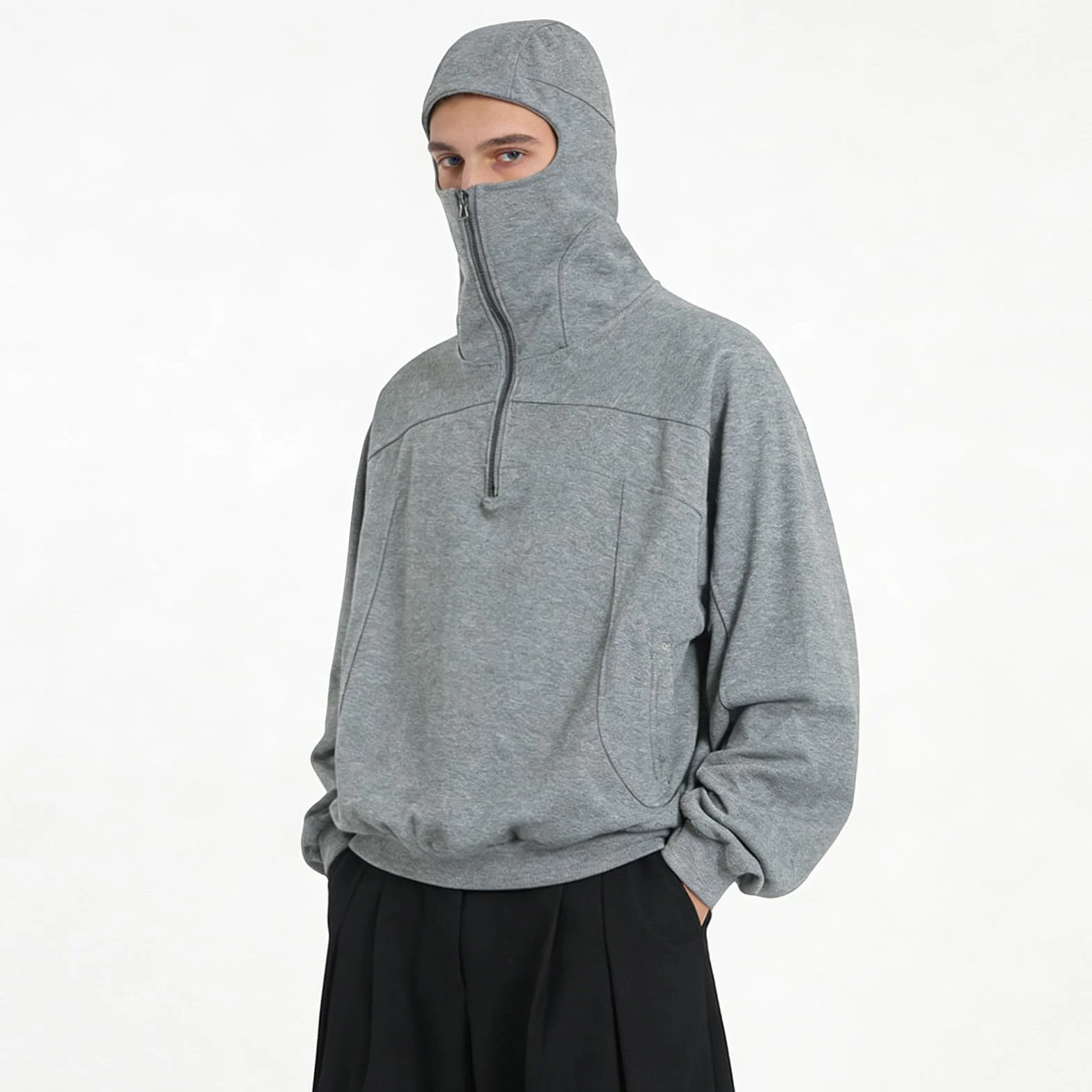 Sudadera con Capucha para Hombre Sudaderas con Capucha Y Cremallera Forro Polar Cremallera Y Bolsillo Sudadera para Hombre Pasamontañas