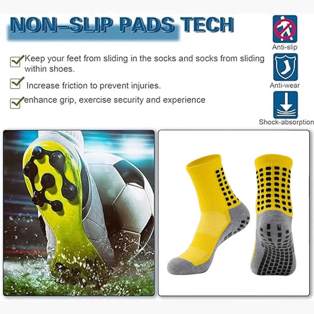 2/4 pares de calcetines deportivos para hombre, almohadillas antideslizantes para fútbol, fútbol, baloncesto, correr, senderismo, ciclismo, deportes